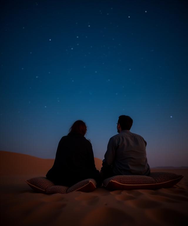 Guests stargazing at the Milky Way near a luxury camp